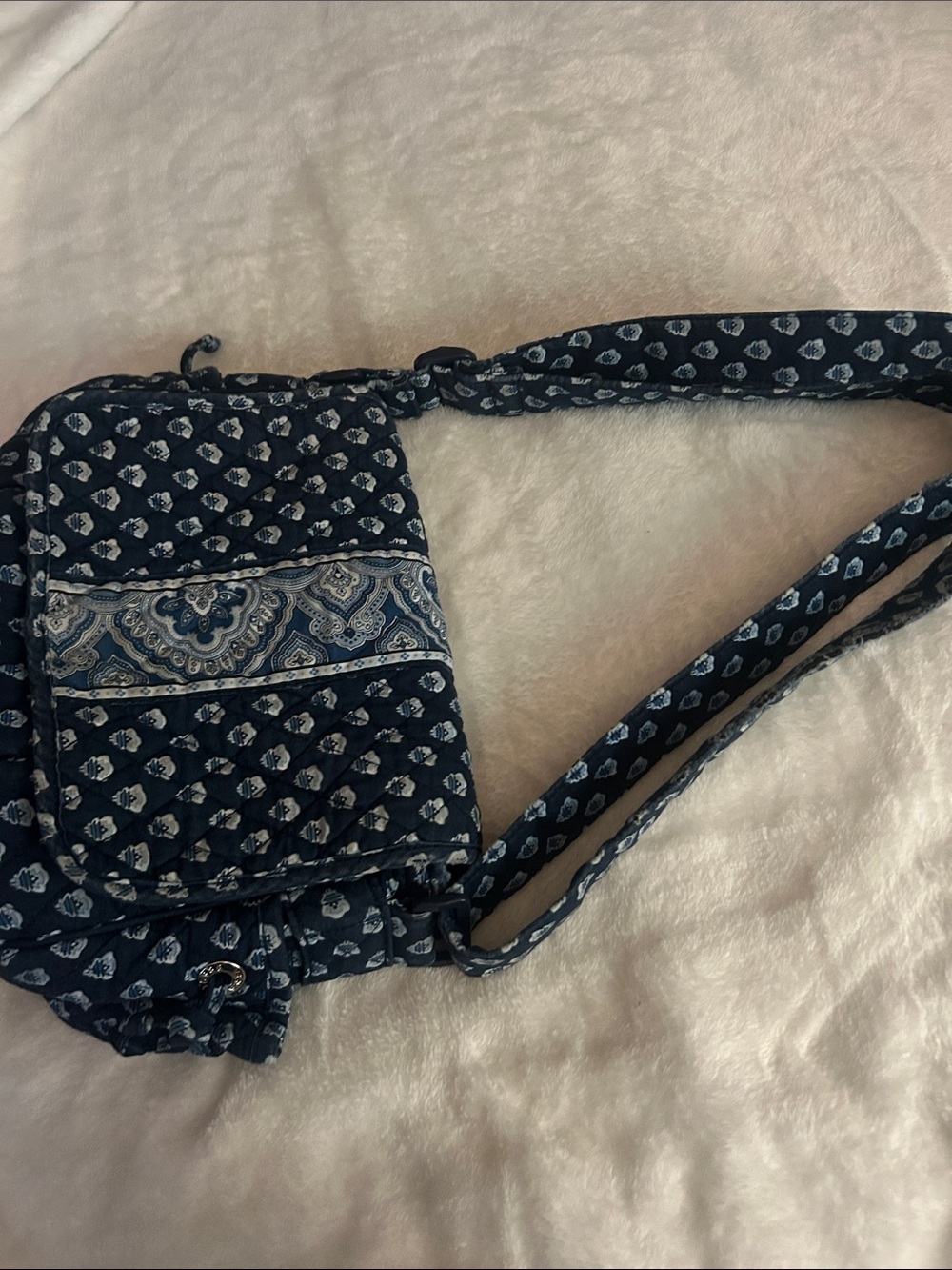 Vera Bradley Navy and Light Blue Quilted Crossbody Bag